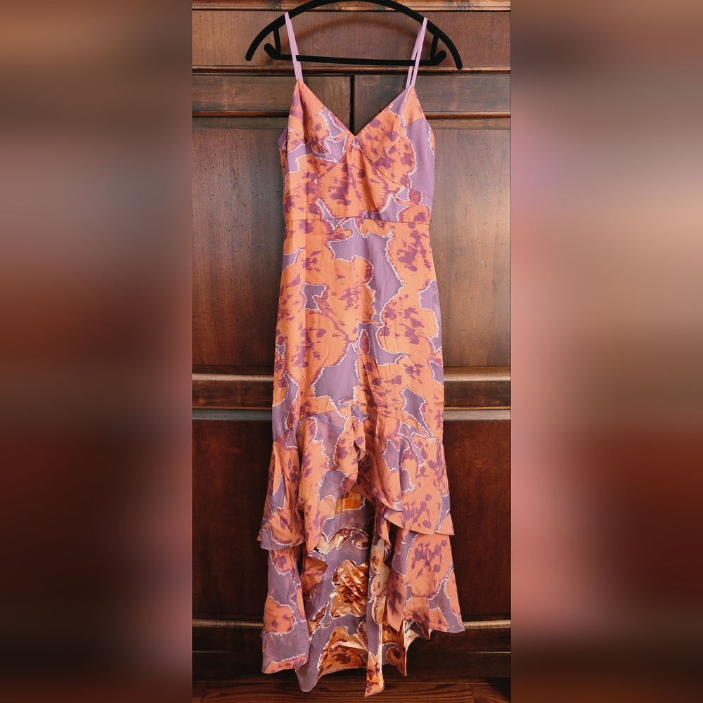 Hutch, High-Low Hem, Beautiful Orange/Purple, Adjustable Straps, Back Zip, NWOT.